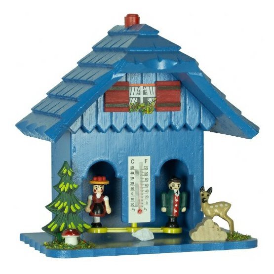 Houten Weerhuisje 14cm met hertjes