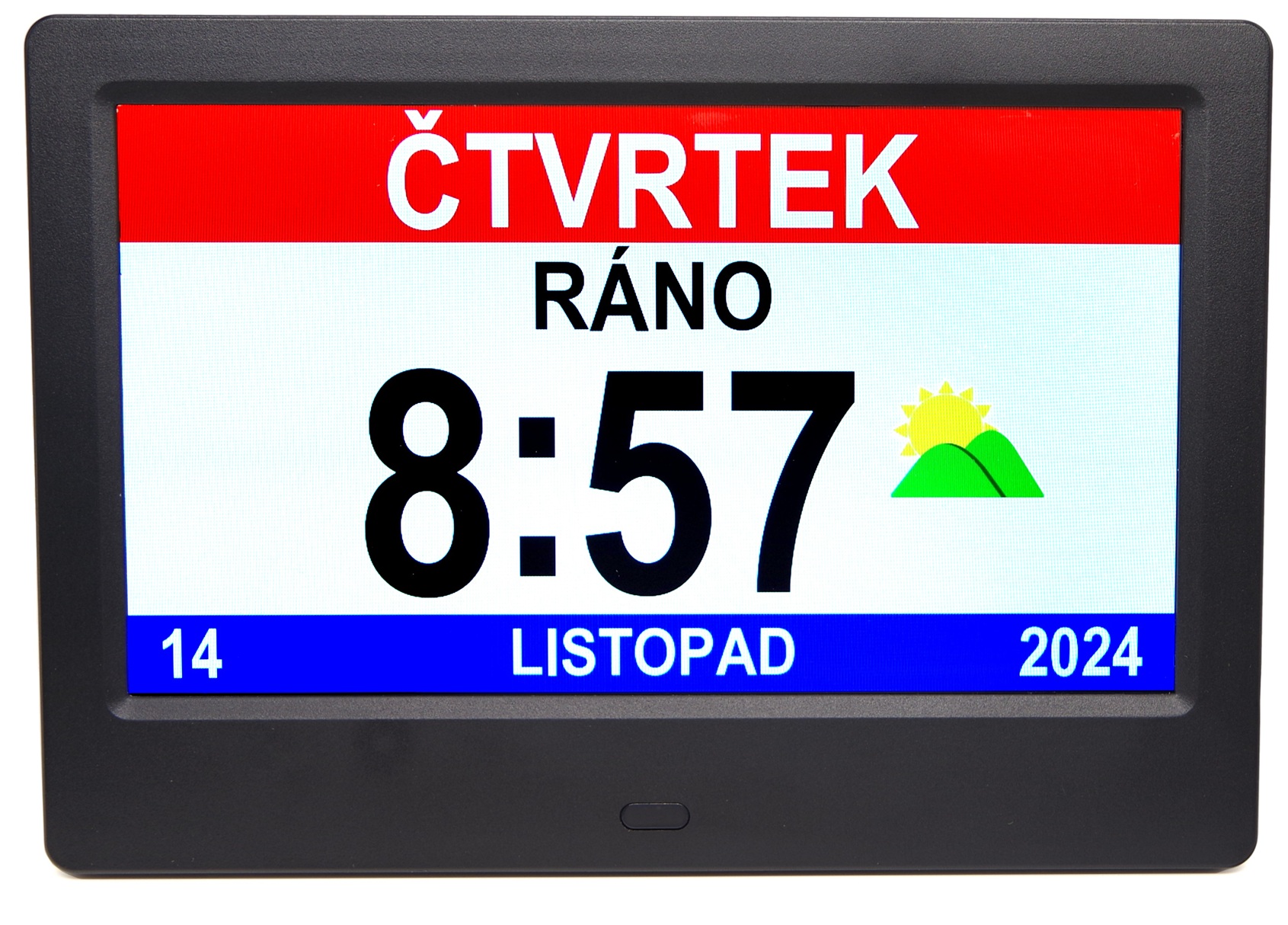 Digitální hodiny s kalendářem, textovými upozorněními a fotorámečkem Airbi NOTE